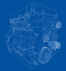 engine sketch rendering of 3d vector image