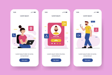 Social media onboarding app screens vector