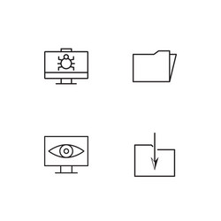 cyber security linear icons set simple outline vector image