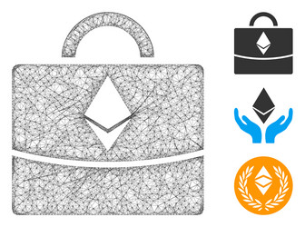 Ethereum business case polygonal web mesh vector