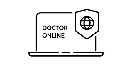 Online medical consultation doctor laptop vector