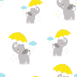 Pattern with elephant and umbrella vector