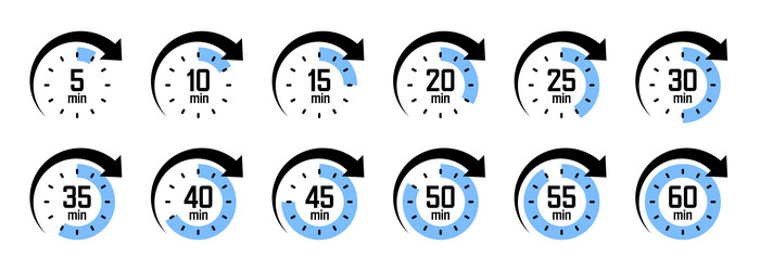 stopwatch icons with pointer arrow colorful vector image