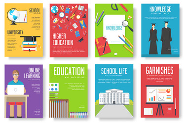 Back to school information cards set student vector