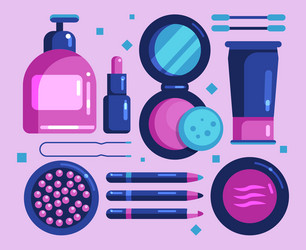 Female cosmetics for face flat icons set vector