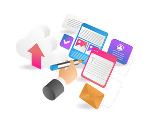 Flat isometric 3d creative data cloud server vector