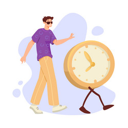man character walking with clock dial vector image
