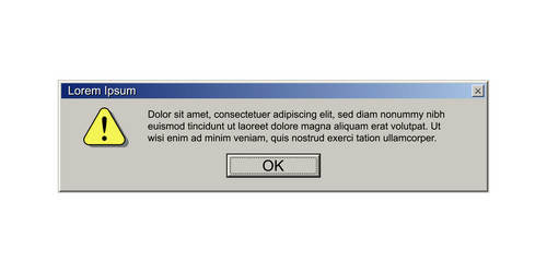 Old computer window with error message retro pc vector