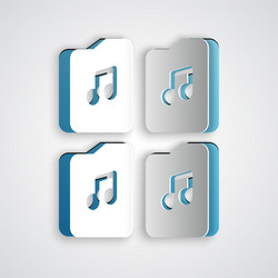 Paper cut music file document icon isolated vector