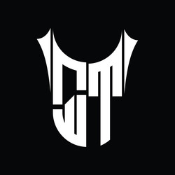 qt logo monogram shield sharp half round shape vector image