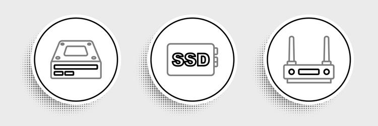 Set line router and wi-fi signal optical disc vector