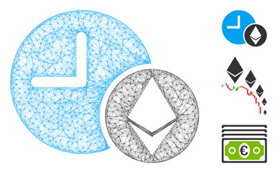ethereum credit clock polygonal web mesh vector image
