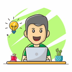 man cartoon character work and study from home vector