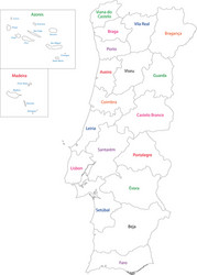 Detailed political vector map of Portugal 26314753 Vector Art at