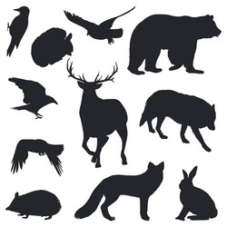 Animal Silhouettes - Wildlife Collection Vector Image