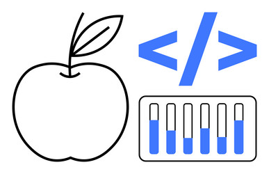 coding and analytics concept with apple vector image