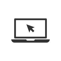 laptop notebook with mouse cursor icon in flat vector image