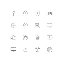 internet security linear thin icons set outlined vector image