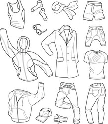 Collection of women clothes outline templates Vector Image
