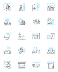 Skyscraping block linear icons set towering high vector