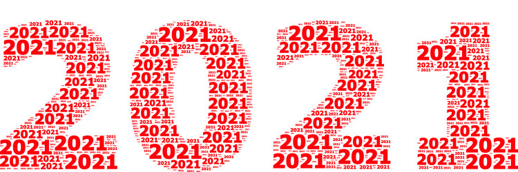 2021 year digits icon recursion collage vector