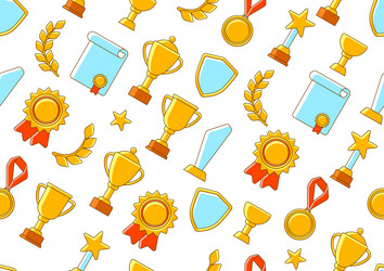 Awards and trophy pattern reward items for sports Vector Image