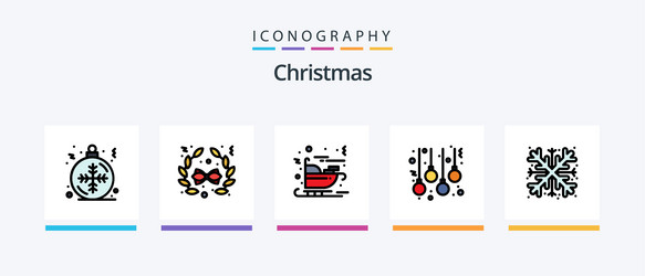 christmas line filled 5 icon pack including vector