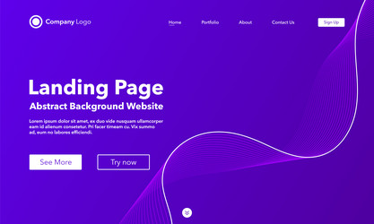 Gradient abstract wave background landing page vector