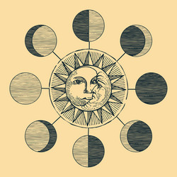 Lunar Phases & Celestial Art Vector Image