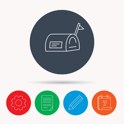 Mailbox with flag icon post email box sign vector