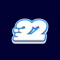 Number 22 3d fast icon Royalty Free Vector Image