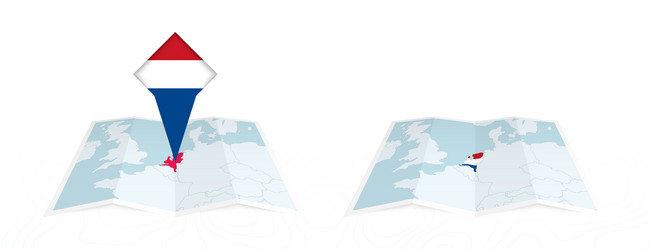 two versions of an netherlands folded map one vector image