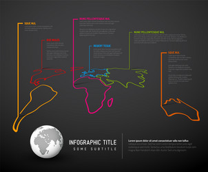 Dark world map with pointer marks vector