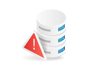 flat isometric 3d database hardware error vector image