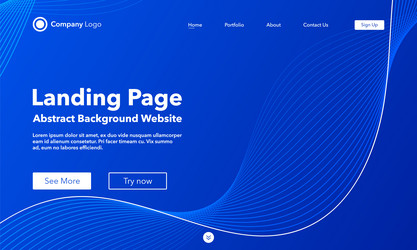 gradient abstract wave background landing page vector image