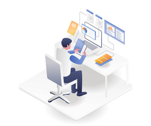 man is testing web application network vector image