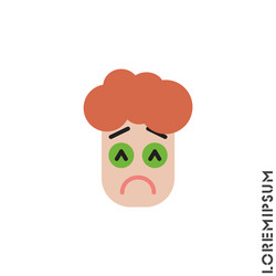 Sad and in bad mood emoticon boy man icon vector