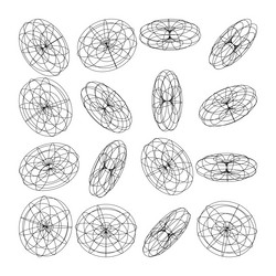wireframe lined shapes perspective mesh 3d grid vector image