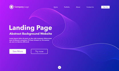 gradient abstract wave background landing page vector image