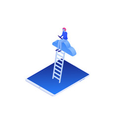 Internet search in cloud storage isometric concept vector