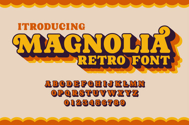 Retro Typeface: Bold Magnolia Font Vector Image
