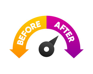 before and after level sign design template vector