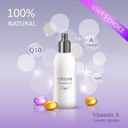 Night cream with vitamin c in glossy tube vector