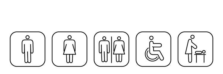 Set of toilet navigation icons wayfinding wc vector