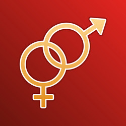 Sex symbol sign golden gradient icon vector