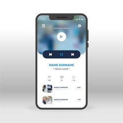 blue online mp3 ui ux gui screen for mobile apps vector image
