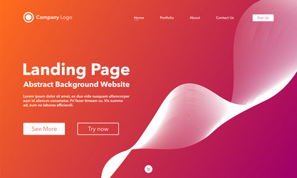 Gradient abstract wave background landing page vector