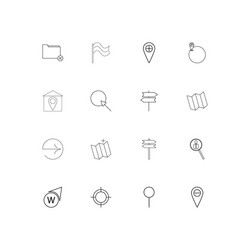 maps and navigation linear thin icons set vector image