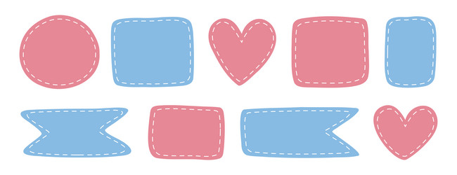 patches different shapes with dotted line set vector image