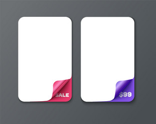 set of vertical banner template with curl corners vector image